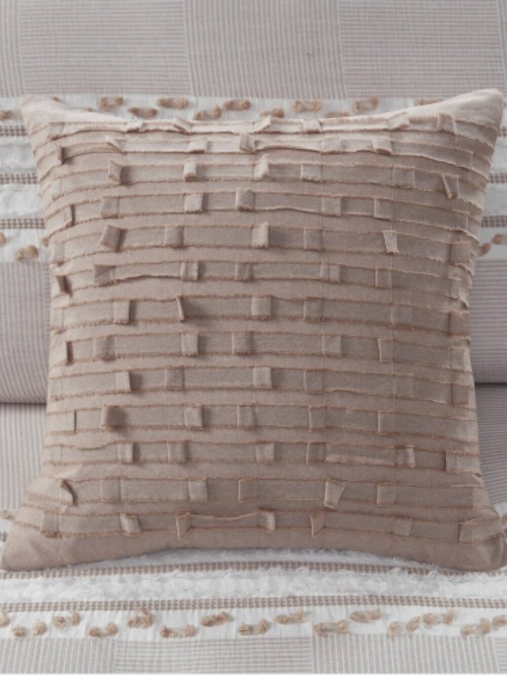 INK+IVY Cotton Square Pillow with Taupe Finish